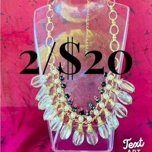 Vintage NY Gold Tone Art Deco Style Statement Necklace